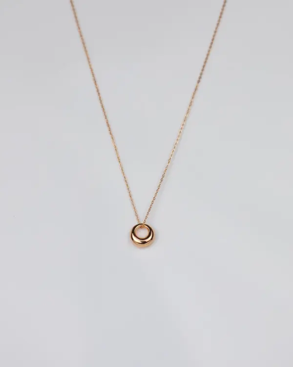 OLIVIA - Simple French vintage minimalist dainty abstract circle gold curve pendant 925 silver boho style rose gold dome necklace stack